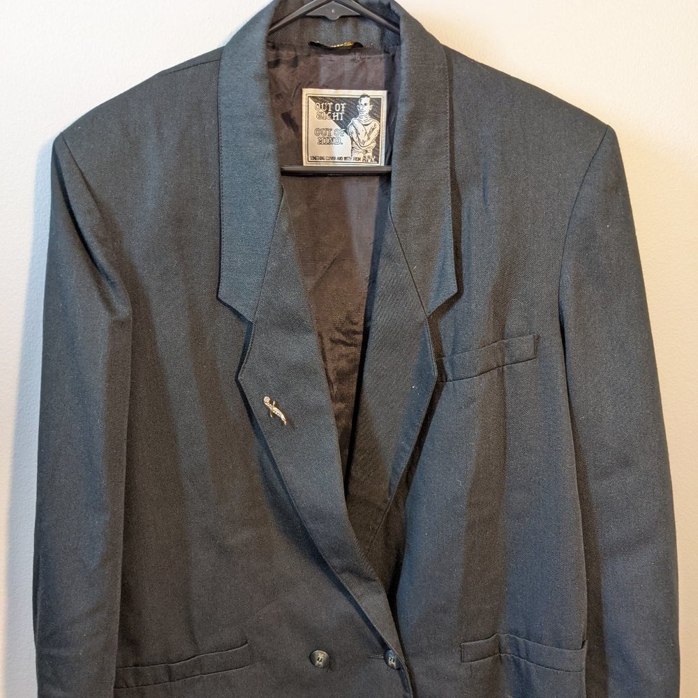 Men's VTG 80's RPM Black Club Blazer Jacket LARGE